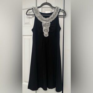Black Dress with White Floral Detail 6P by Another Thyme